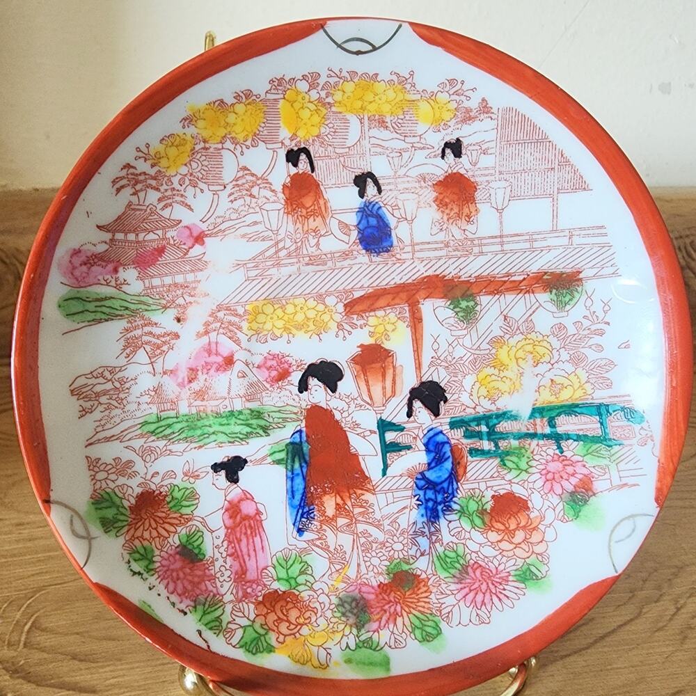 Geisha Girls Porcelain 5 1/2" Saucer Plate Made In Japan See Pictures